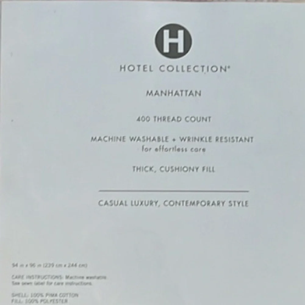 New Hotel Collection Manhattan Queen Comforter Pima Cotton $385